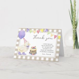 Lucky Duckling birthday party thank you