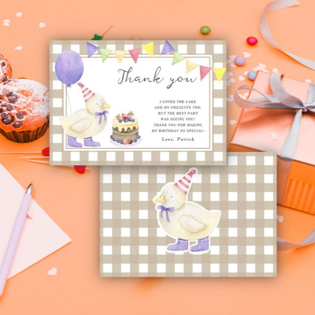 Lucky Duckling birthday party thank you Card (Creator Uploaded)