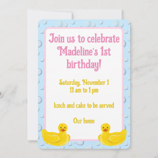 Lucky Ducky First Birthday Invitation