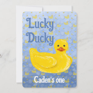 Lucky Ducky First Birthday Invitation
