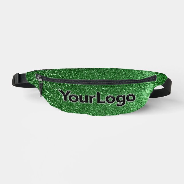 Lucky Emerald Green Glitter Luxury Business Logo Fanny Pack (Front)