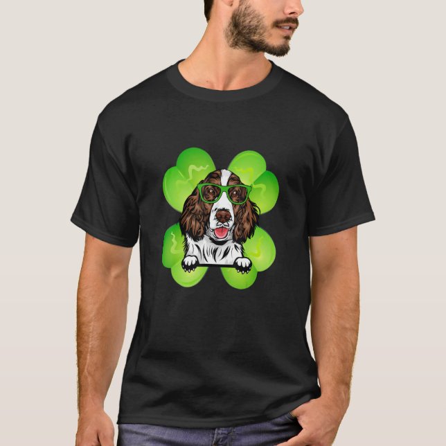 Lucky English Springer Spaniel Funny St Patricks T-Shirt (Front)
