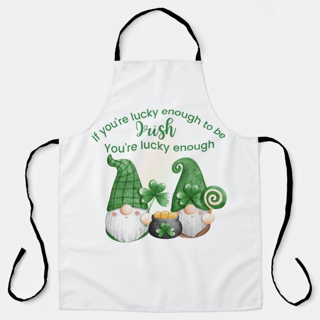 Lucky Enough to Be irish Cute Gnome Apron (Front)