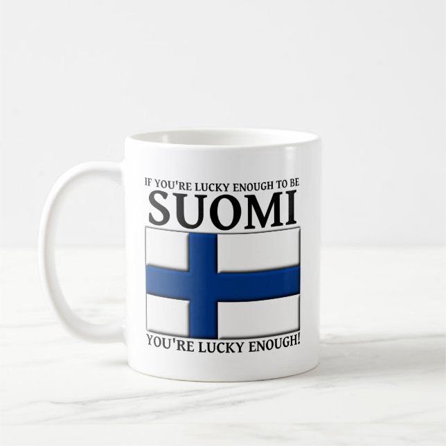 Lucky Enough To Be Suomi Finnish Mug (Left)