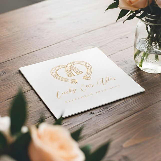 Lucky Ever After Rustic Horseshoe Heart Wedding (Lucky Ever After RusticHorseshoe Heart Wedding Foil Napkins)