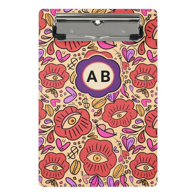 Lucky Eye Floral Pattern Mini Clipboard (Front)
