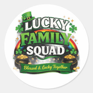 Lucky Family Squad Irish Shamrock St Patrick’s Day Classic Round Sticker