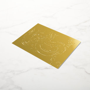 Lucky Feng Shui Golden Wealth Dragon  Foil Invitation Postcard
