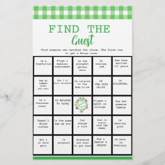 Lucky Find the Guest Bingo Baby Shower Game  Flyer