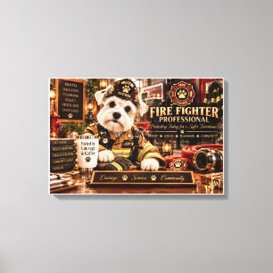 Lucky Fire Fighter Professional White Schnauzer Ca Canvas Print