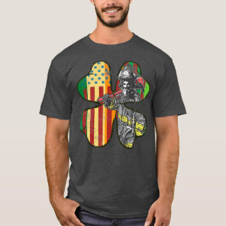 Lucky Firefighter Four Leaf Clover  St Patricks Da T-Shirt