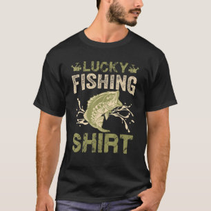 Lucky Fishing   Vintage Fisherman Fishing T-Shirt