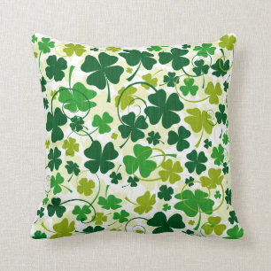 Lucky Floral Clovers Throw Pillow