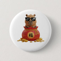 Lucky Fortune Bag Capybara Chinese New Year Button