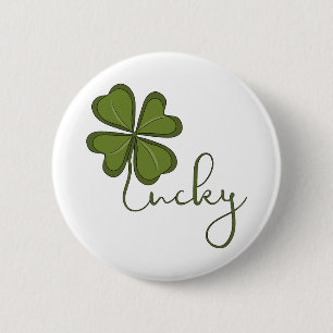 Lucky Four Leaf Clover 2 Inch Round Button