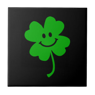 Lucky four leaf clover face tile