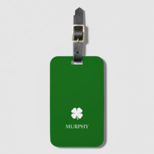 Lucky Four Leaf Clover Green Irish Luggage Tag