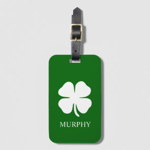 Lucky Four Leaf Clover Green Irish Personalized    Luggage Tag