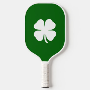 Lucky Four Leaf Clover Green Stripe Irish Pickleball Paddle