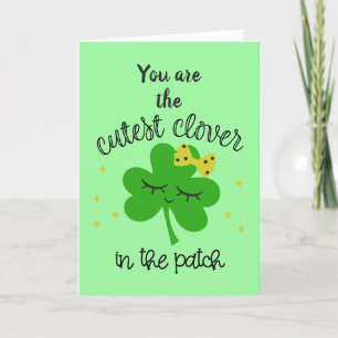 Lucky Four Leaf Clover Happy St. Patricks Day Holiday Card