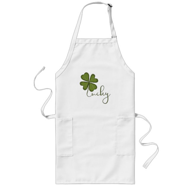 Lucky Four Leaf Clover Long Apron (Front)