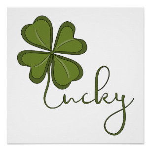 Lucky Four Leaf Clover Poster