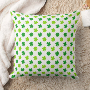 Lucky Four-Leaf Clover Seamless Pattern Throw Pillow