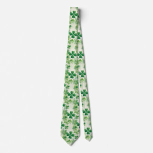 Lucky Four Leaf Clover Shamrock Double-sided  Tie