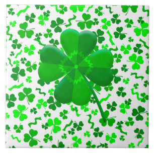 Lucky Four Leaf Clover Shamrocks Confetti Tile