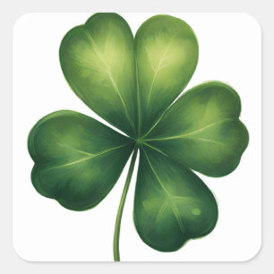 Lucky Four Leaf Clover, St Patrick’s Day Clover Square Sticker