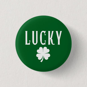 Lucky Four Leaf Clover St Patrick's  1 Inch Round Button