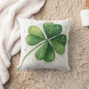 Lucky Four Leaf Clover St Patrick's Day Throw Pillow