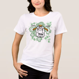 Lucky Four Leaf Clover Sushi-cat lucky maneki neko Tri-Blend Shirt