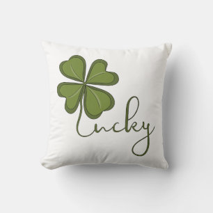 Lucky Four Leaf Clover Throw Pillow