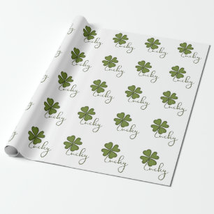 Lucky Four Leaf Clover Wrapping Paper