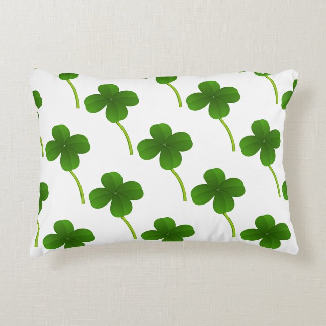 Lucky Four Leaf Clovers Accent Pillow (Front)