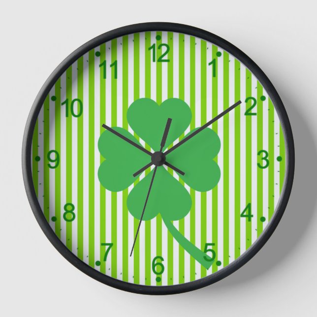 Lucky Four Leaf Shamrock Design-87906 Clock (Front)