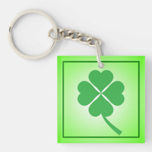 Lucky Four Leaf Shamrock Design-87906 Keychain