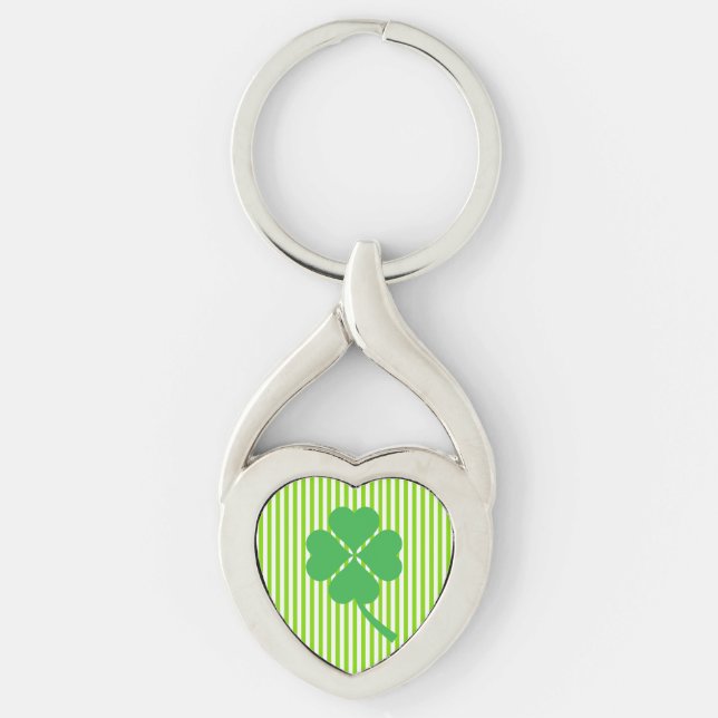 Lucky Four Leaf Shamrock Design-87906 Keychain (Front)