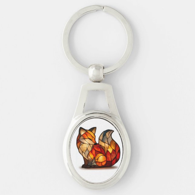 Lucky Fox Charm Metal Keychain (Front)