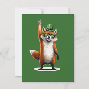 Lucky Fox Shamrock Sunglasses St Patrick's day Card