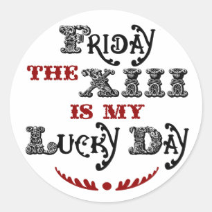 Lucky Friday le 13ème Sticker blanc rond