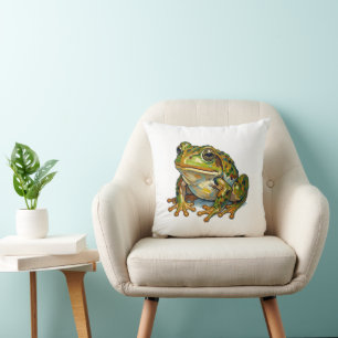 Lucky Frog Colourful Art Good Fortune Symbol Gift Throw Pillow
