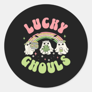 Lucky Ghouls St Patricks Day Spooky Ghost Charm Classic Round Sticker