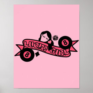 Lucky Girl 8 Ball Fortune Poster