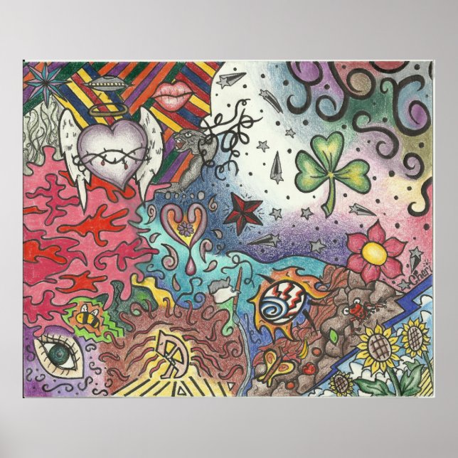 LUCKY GIRL ART COLLAGE POSTER (Front)