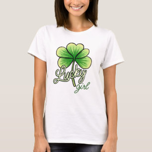 Lucky Girl Clover St. Patrick's Day T-Shirt