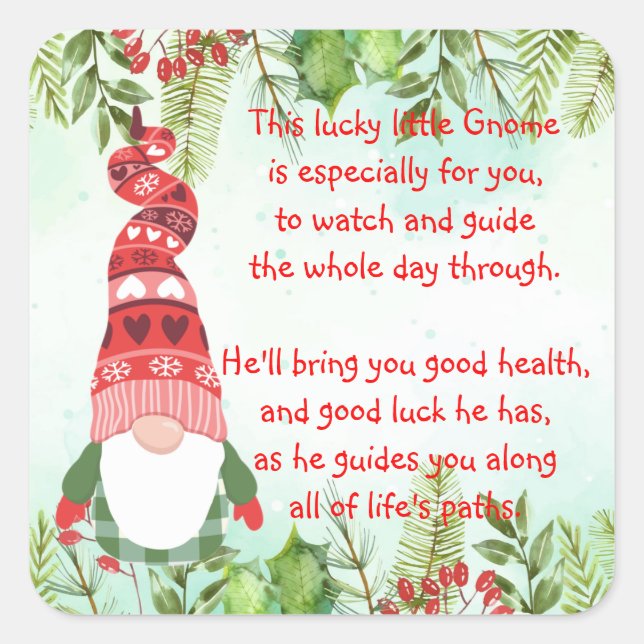 Lucky Gnome This lucky little Gnome  Square Sticke Sticker (Front)