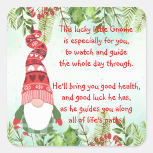 Lucky Gnome This lucky little Gnome  Square Sticke Sticker
