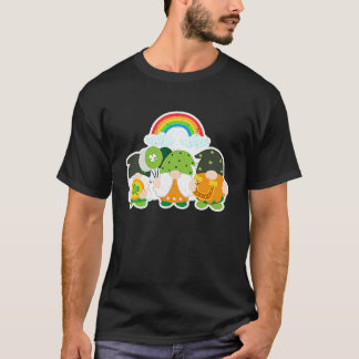 Lucky Gnomes Holding Shamrock Clover Horseshoe Rai T-Shirt